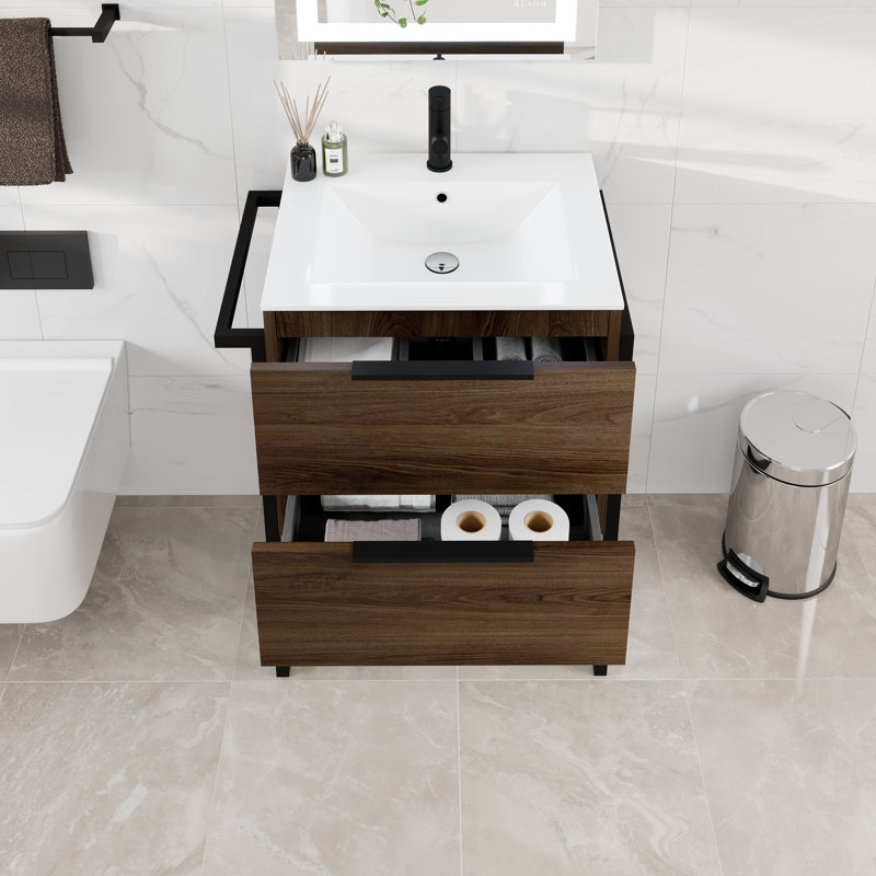 Marina 24" Single Bathroom Vanity Set, Dark Walnut