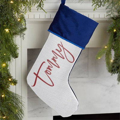 Scripty Name Personalized Grey Christmas Stocking