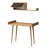 Modern Study Desk with Wall Shelf, Oak & Dark Grey, 39.4 x 31.9 x 23.6 inches | 100% Melamine Coated Particle Board, 0.71 inches Thick | PU Leather Handle, Wooden Legs | Scandinavian Design, Space-Saving Solution