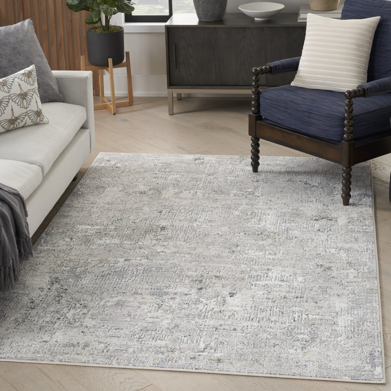 Williston Forge Kernisha 7'10" x 9'10" Ivory Grey Blue Modern Indoor Rug