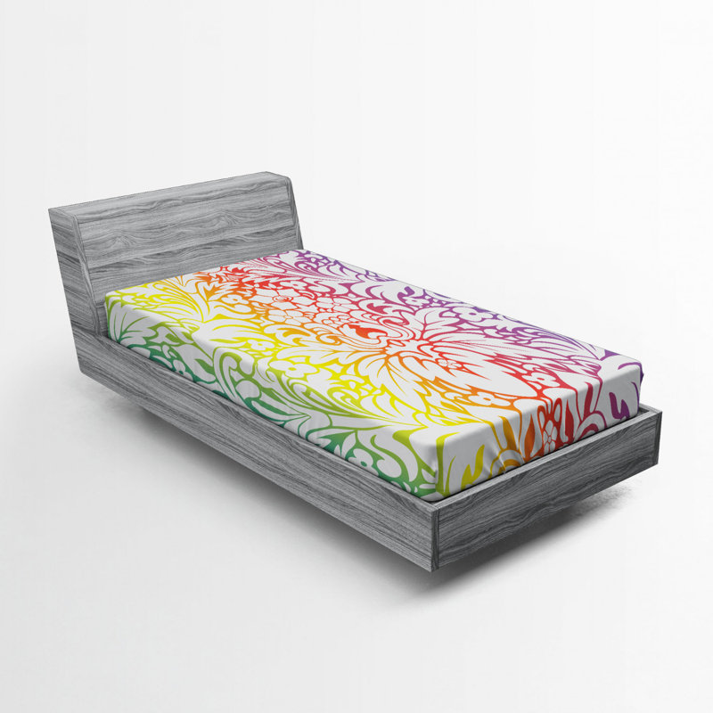 Drap-housse floral en microfibre damassé, Drap-housse simple TG