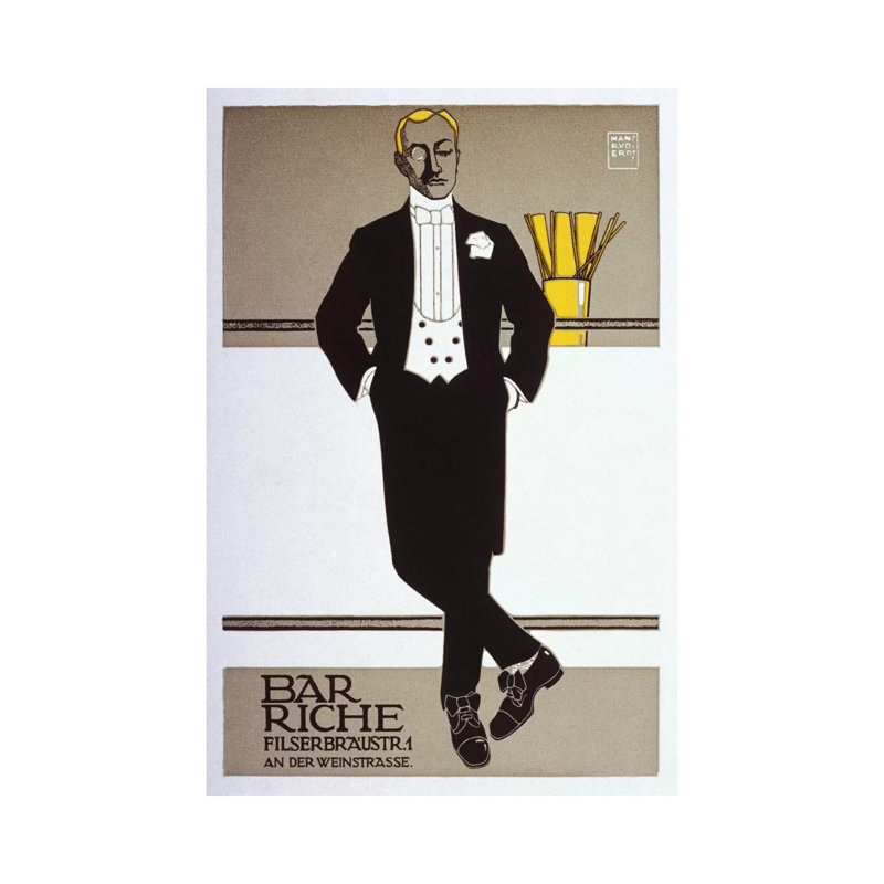 Bar Riche Vintage Poster by Hans Rudi Erdt - Wrapped Canvas Print, 20.32 cm H x 30.48 cm W
