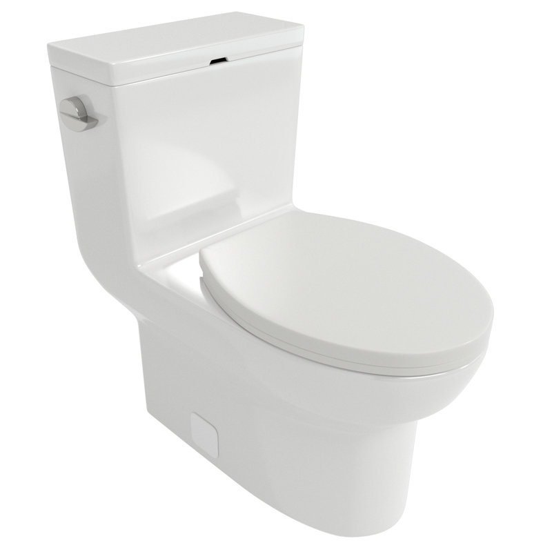 Toilette une pièce en céramique avec surface lisse - chasse puissante, blanc, 29,94 po P x 16,59 po x l 29,54 po, nécessitant peu d'entretien, profond, grand, grand