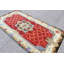 Grand tapis turc antique rouge avec des accents bohémiens subtils, idéal pour les chambres à coucher ou les espaces surdimensionnés