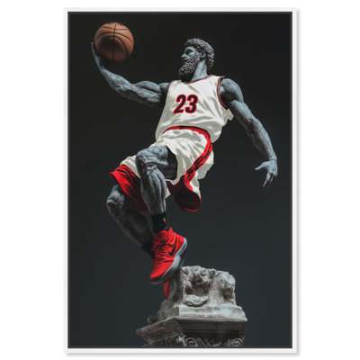 Basketball Sculpture White Uniform Canvas Sports Wall Art by 