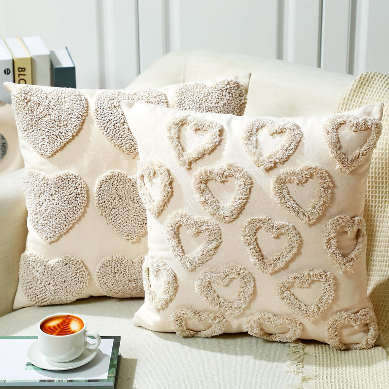2 pièces de housses de coussin décoratives avec coeurs décoratifs décoratifs pour canapé et canapé pour la Saint-Valentin