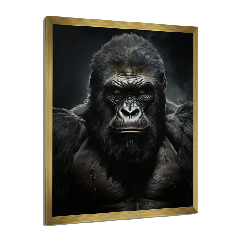 «Kouchu Black and White Gorilla Majestic III», reproduction d'art sur toile, H 40 po x l 30 po x P 1,5 po, Or