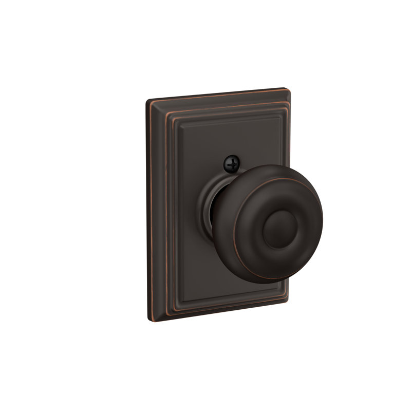 Georgian Knob with Addison Trim Hall and Closet Lock, Aged Bronze