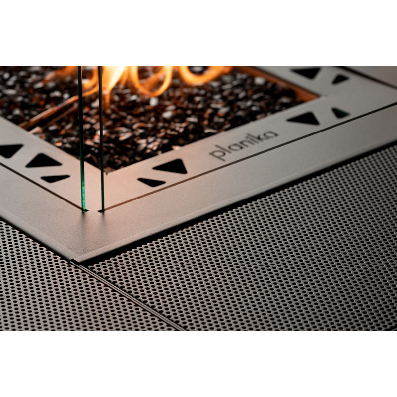 Planika Square Table Gas Fire Pit with Attachable Table, 10 kW,