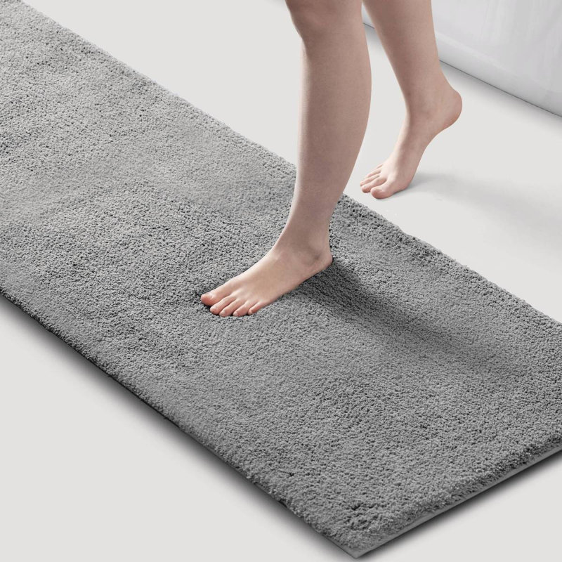 1PC 24X72" Bath Rug, Runner 6' x 2', Gray