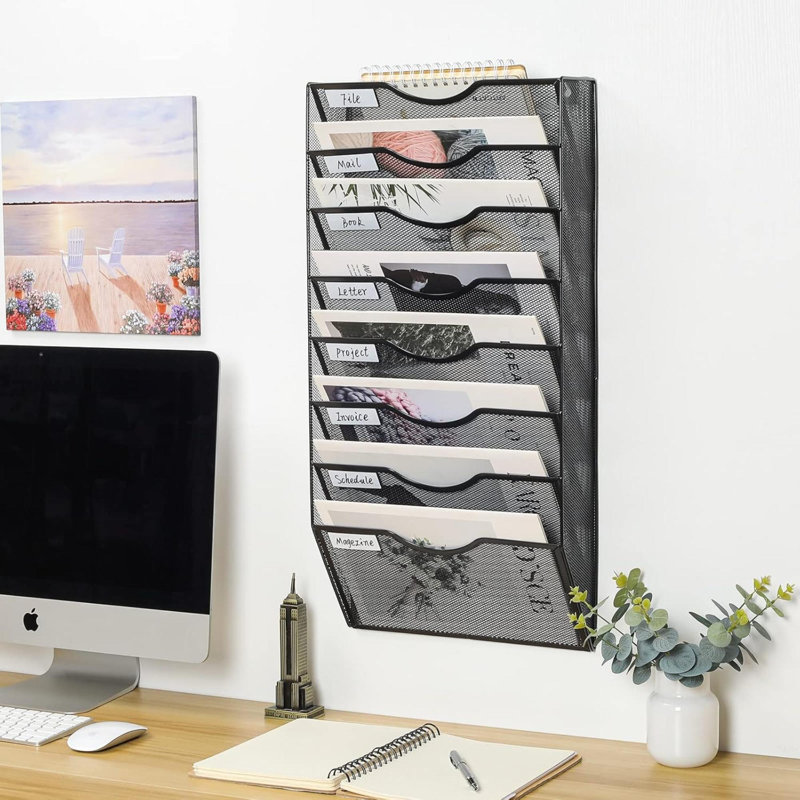 Metal Wall Organizer with Mail Storage
