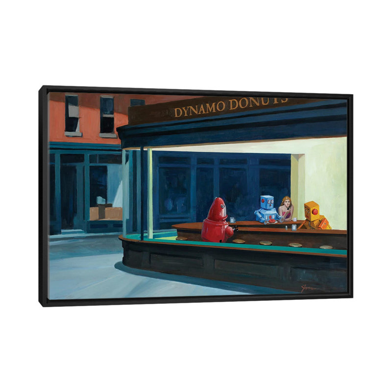"Robo Hawks" par Eric Joyner, impression sur toile, Toile avec cadre noir, Pas de tapis, H 18 po x l 26 po x P 1,5 po