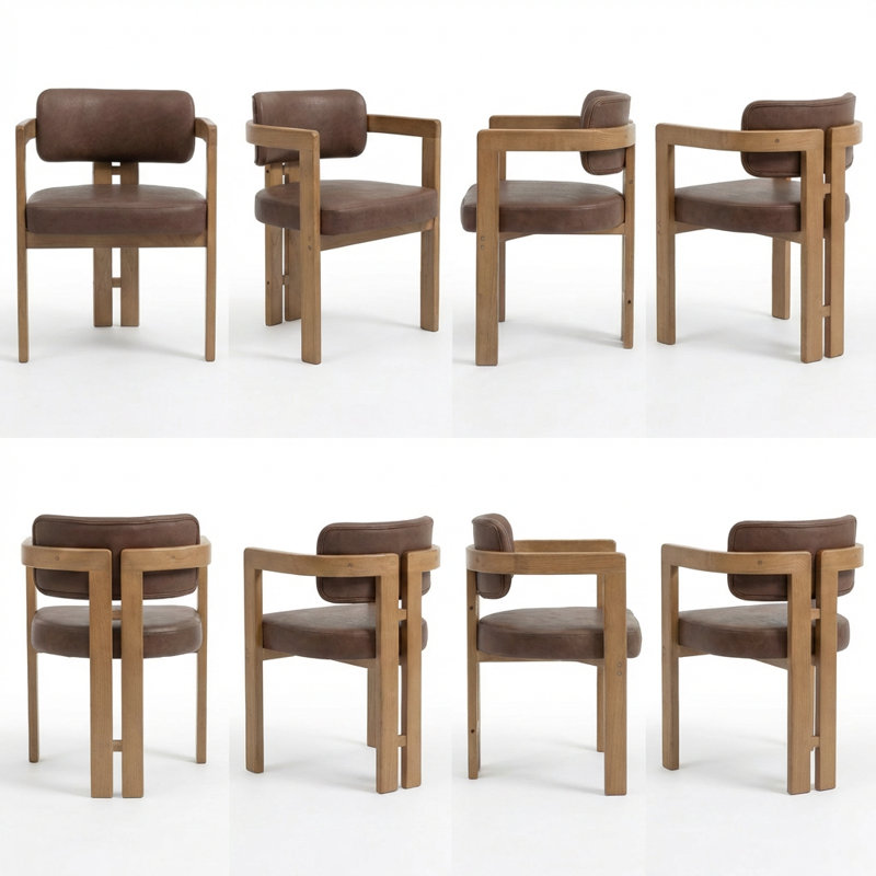 Chaise rembourrée en similicuir Stanford, Brun