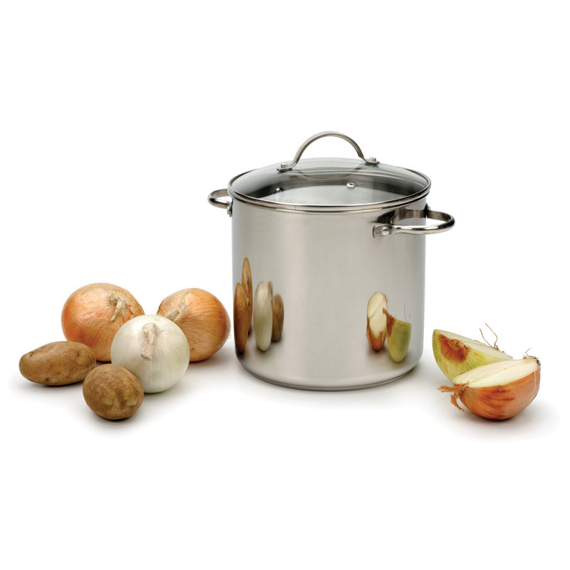 RSVP International Non-Stick Stainless Steel Stock Pot, 8 quarts