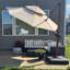 Parasol en porte-à-faux rond en bois 11 pi Yaresli, beige-2113964566