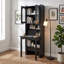Bureau pliant en MDF noir de 70,87 pouces avec rangement.-919224841