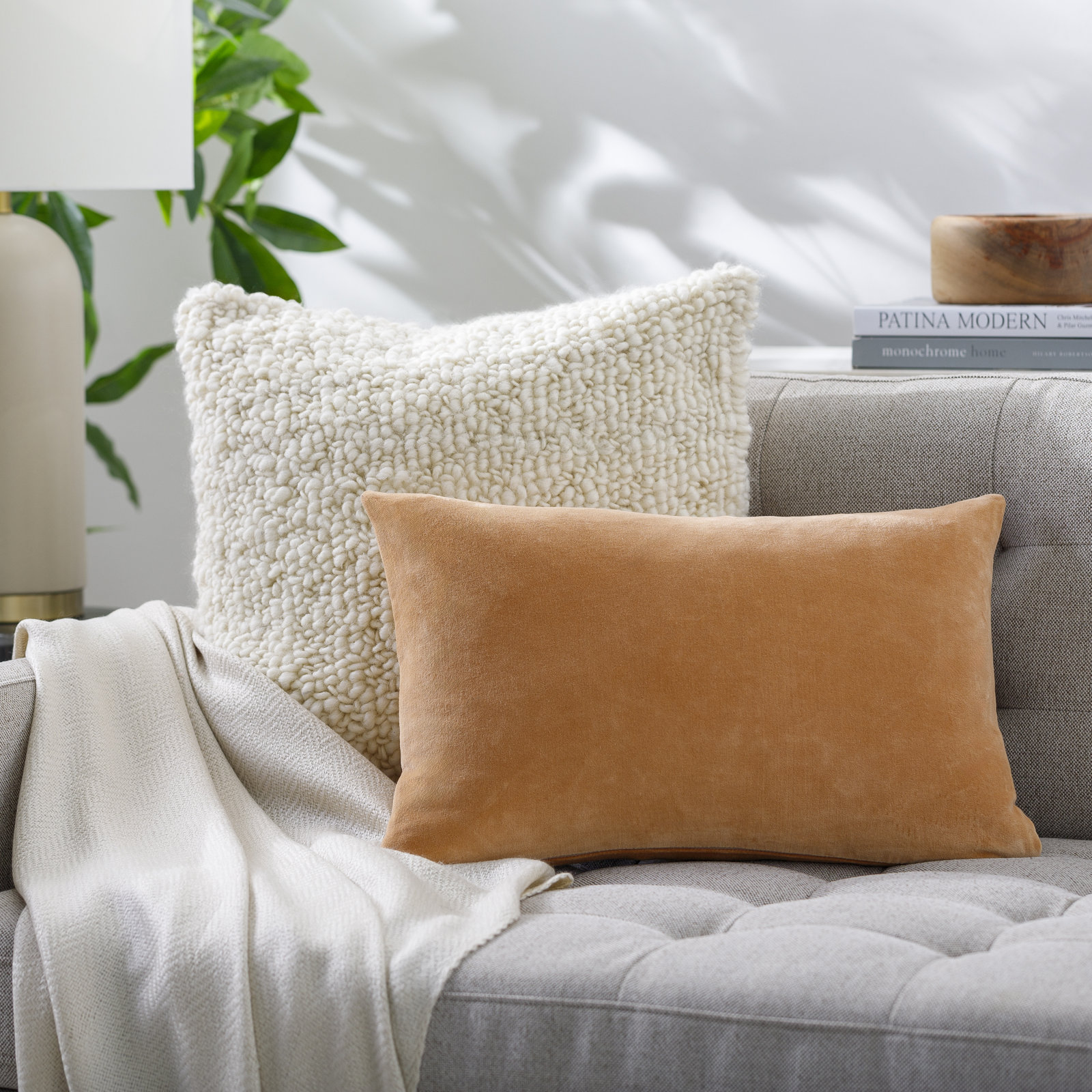 Cotton Lumbar Throw Pillow, Yellow, 13" x 20", Pillow Cover Only - No Insert