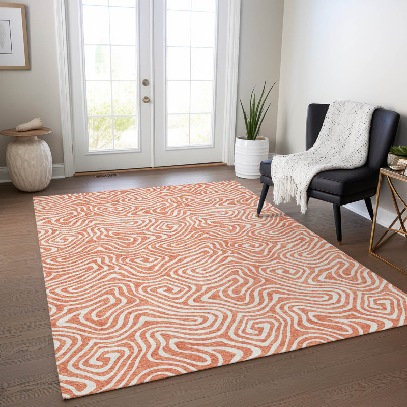 Tapis orange lavable intérieur / extérieur Raya , 5' x 7'6"