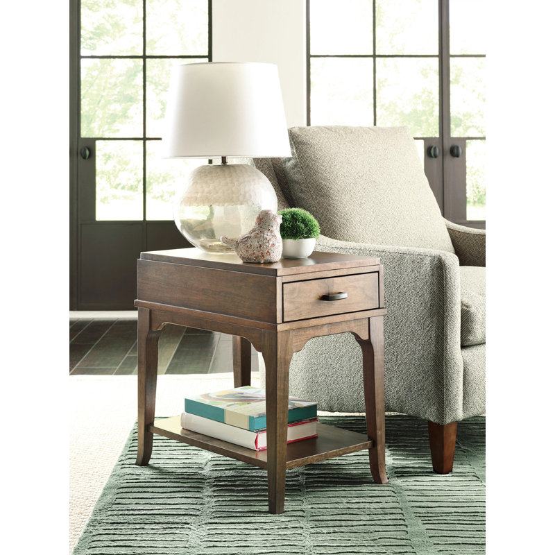 RECTANGULAR DRAWER CHAIRSIDE TABLE-AUBURN, Brown