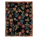 Chelsea Wool Floral Area Rug in Black/Red/Blue