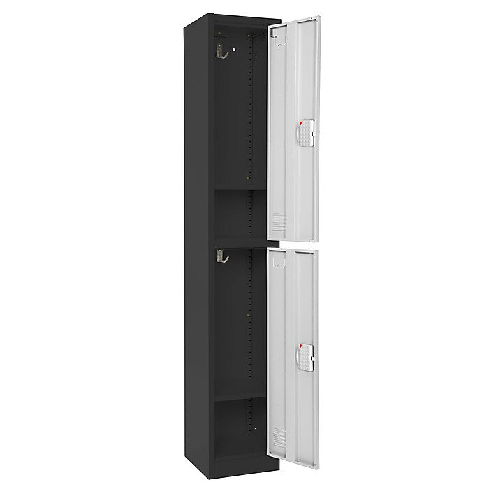72-Inch Black and White Steel Office Storage Locker with Adjustable Shelving