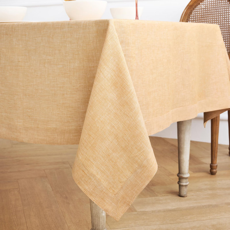 100% Pure Linen Tablecloth - Athena, 132" x 60", Golden Nugget