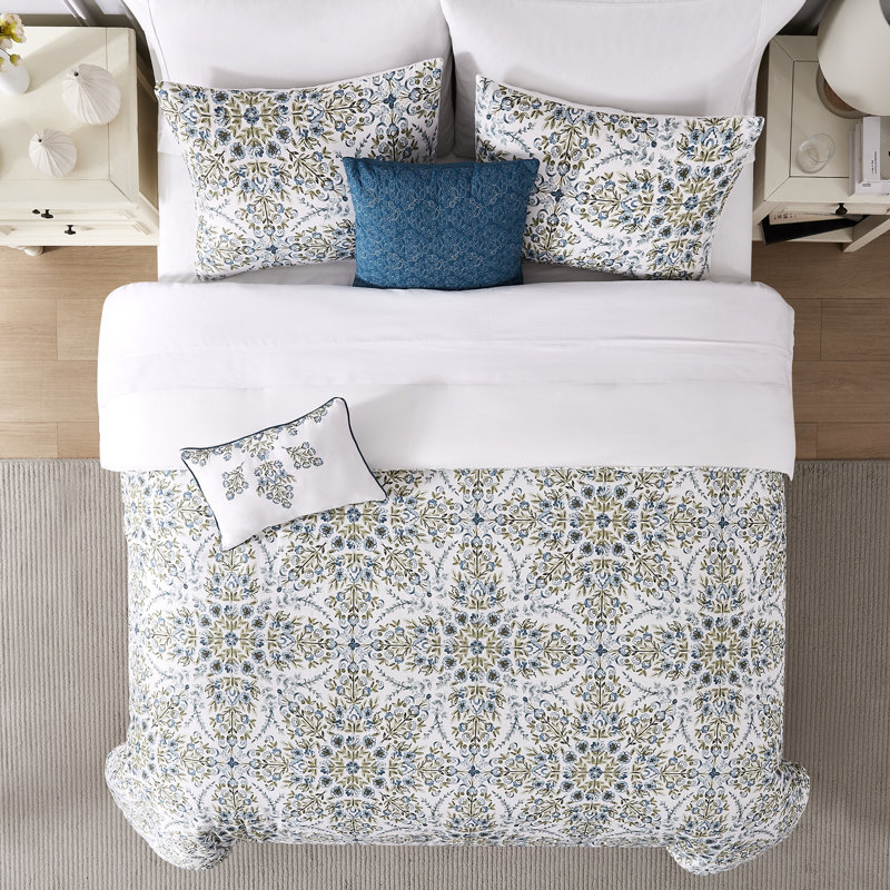 Modern Threads 5-Piece Printed Matisse Comforter Set, Queen Comforter + 4 Additional Pieces