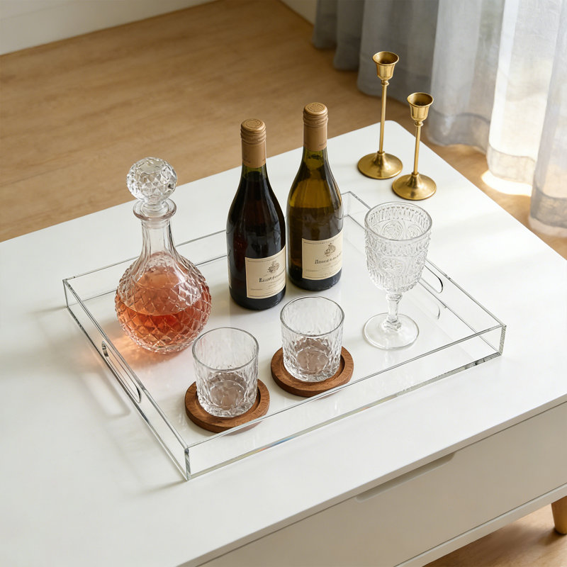 Plateau de service acrylique, H 1,97 po x l 18,9 po x P 18,9 po