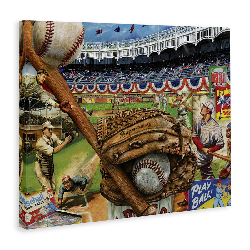 Baseball Sports Collage, art mural par Ed Wargo, H 30 po x l 40 po