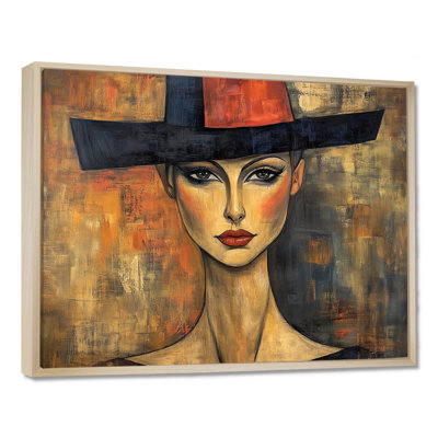 Woman in a Parisian Hat I - Modernist Portrait Framed Wall Art Print