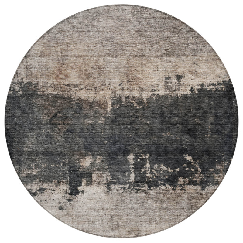 Zehara Brown Washable Indoor-Outdoor Rug - , 8' x 8'