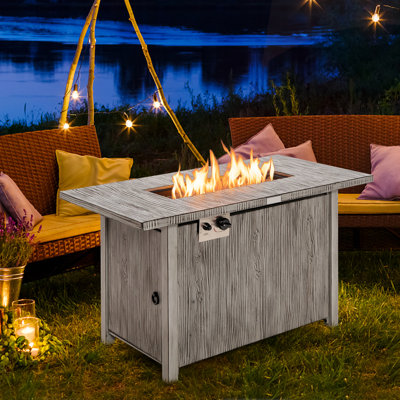 Unai Rectangle Stainless Steel Propane Smokeless Fire Pit Table with Hidden Fuel Tank