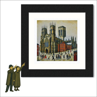 Lowry Style - Framed Print of York Minster - 12" Square Black Ash Frame