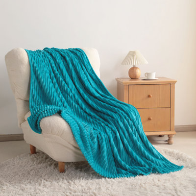 Couverture en flanelle ultra douce, couverture légère et chaleureuse toutes saisons, motif rayé classique pour canapé, canapé et lit
