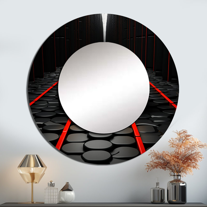 Black Car Abstract Background - Road Unique Mirror, Modern Large Round Wall Mirror, Printed Metal Art, 29" x 29"