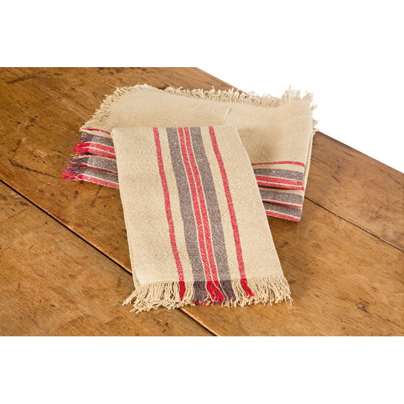 Rustic Striped Cotton Tea Towels Set of 4