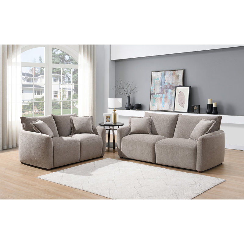 Sofia Soft Woven Fabric Sofa , Stone, 3