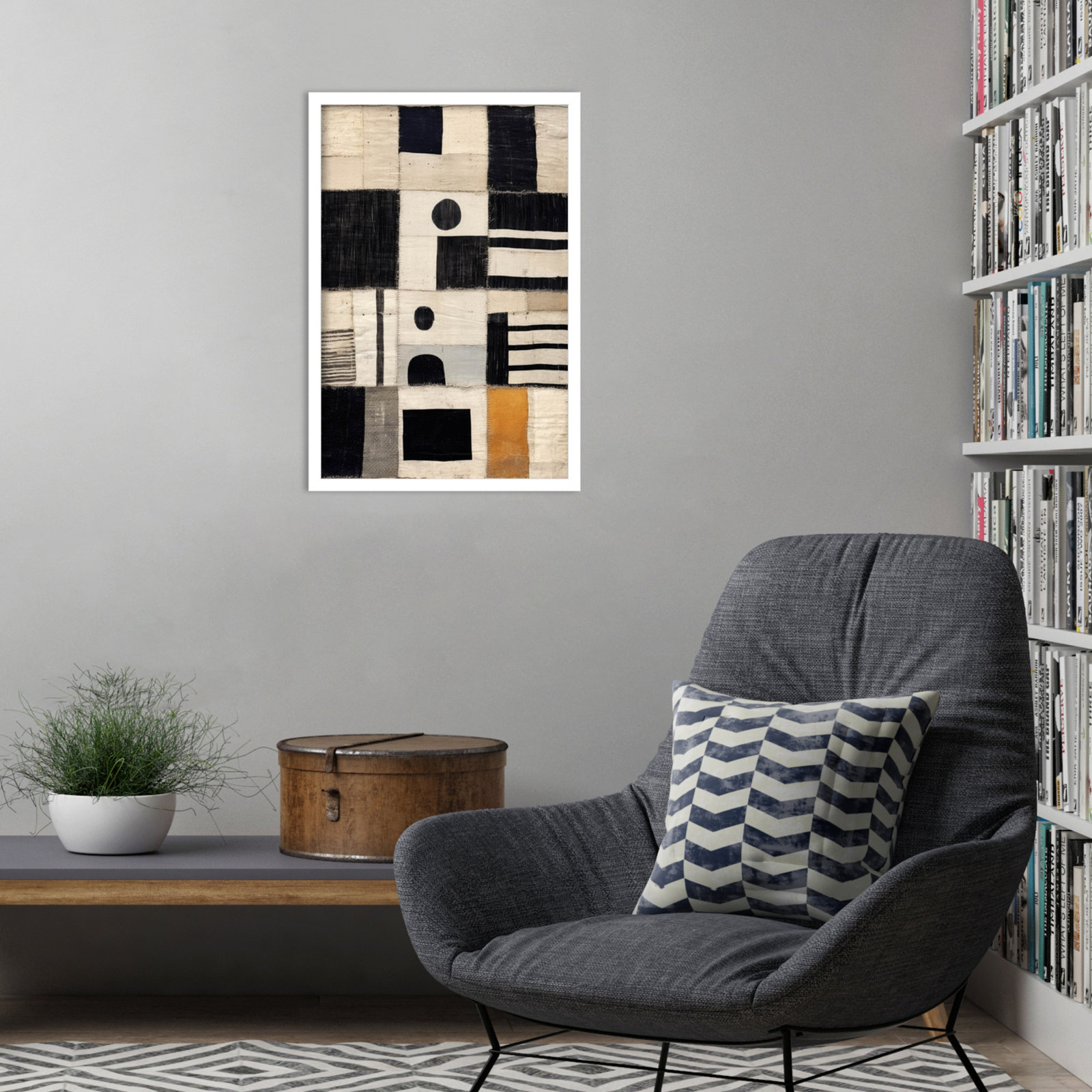 Sewn Fabric by Treechild  Wood Framed Wall Art Print, White, 25" H x 17" W