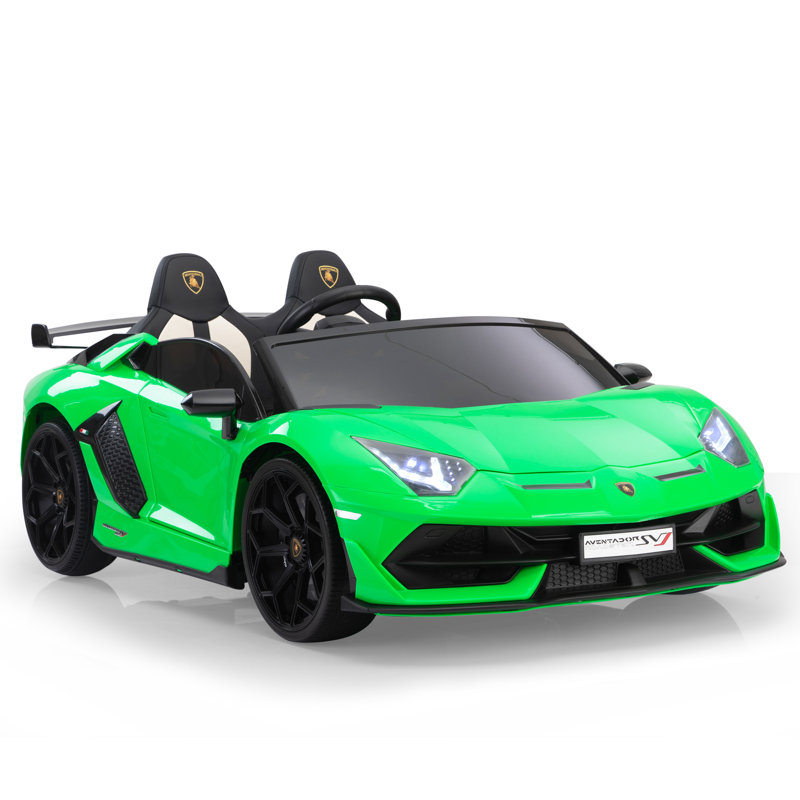 24V Green Lamborghini Ride-On Car with Dual Motors and Remote Control
