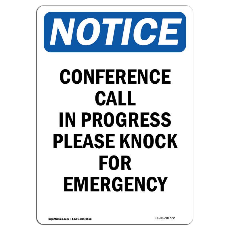 Avis Osha - conférence téléphonique en cours, H 18 po x l 12 po x P 0,1 po