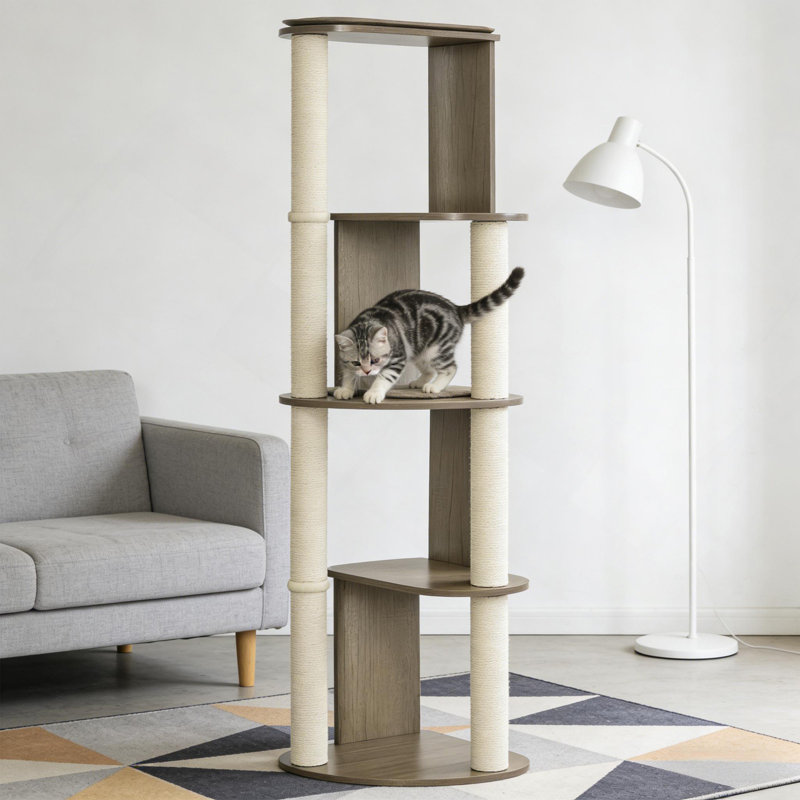 Grande tour à chat à plusieurs niveaux, arbre à chat d'angle