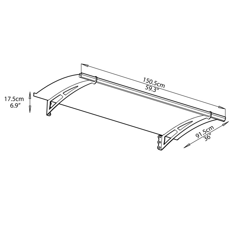 Palram - Canopia Aquila 4'11" W x 3' D Acrylic Galvanized Steel Convex Door Awning Gray/Clear, Clear
