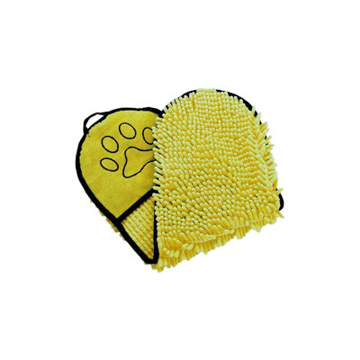 Chenille Pet Bath Towel, 27.56x10.63 inches, Yellow