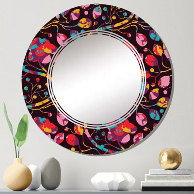 Miroir mural rond rouge et orange