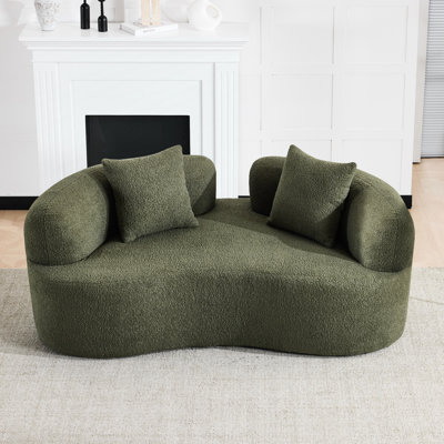 Capacité de 350 lb, courbe incurvée de 67,11 po, mousse à haute densité, sans boulochage, sans installation, pour les réunions de famille, tissu, respirant, sac à ressort, construction, vie compacte
