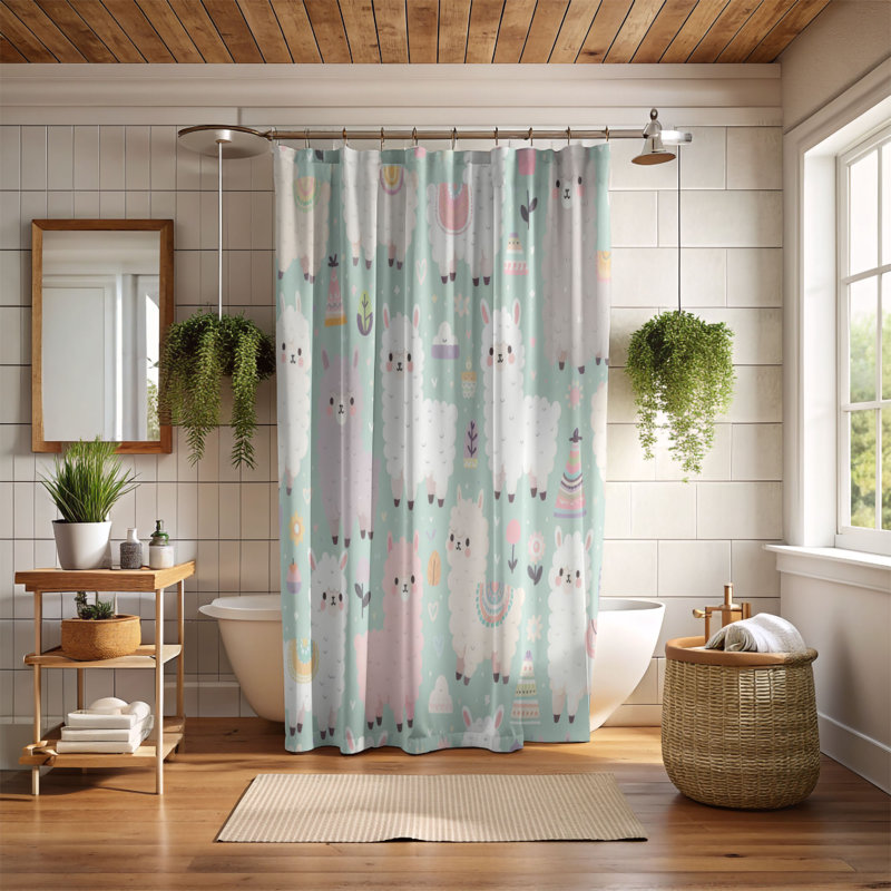 Rideau de douche 1 pièce Gentle Alpaca, H 74 po x l 71 po