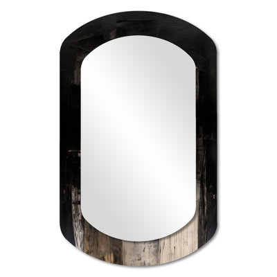 Grand miroir mural noir moderne Mid-Century Fusion IV - formes abstraites Mid-Century