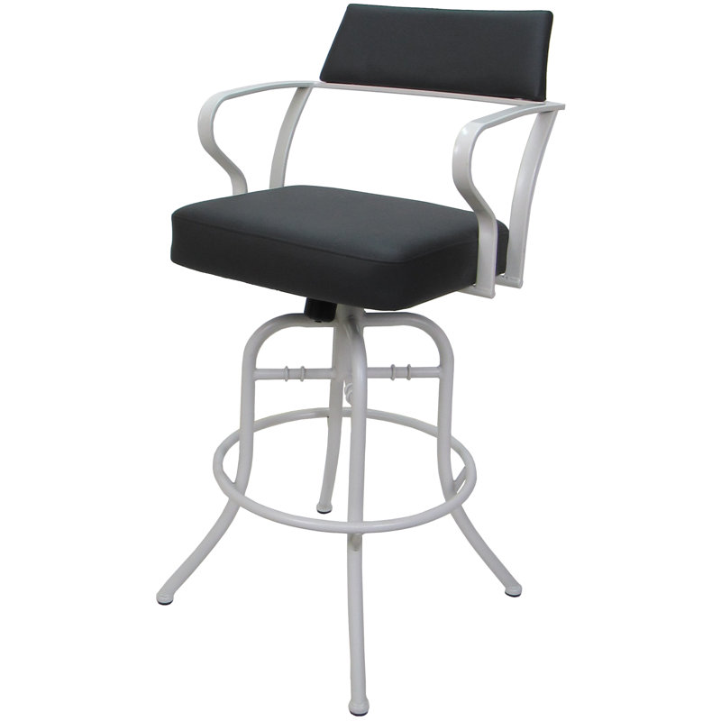Tabouret de comptoir pivotant 26 po Chiyomi, Vinyle - Siège gris / blanc