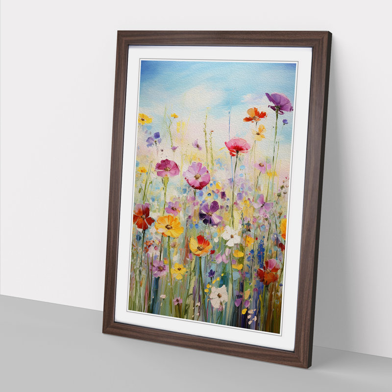 Wildflowers Impressionism Art - Framed Print, Walnut Framed, 64cm H x 46cm W