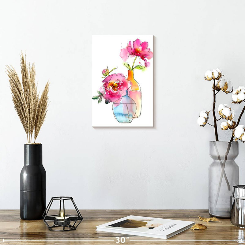 Pivoine dans des vases, H 12 po x l 8 po